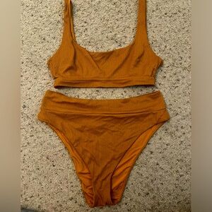 Aerie bikini burnt orange bathing suit. Size XL. High wasted.